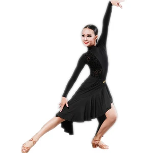 Professional Latin Dance Competition Dancewear Black Latin Dress for girls