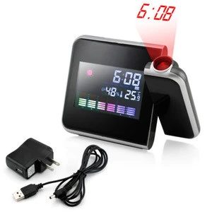 Projection Digital Weather LCD Snooze Alarm Clock Color Display w/ LED Backlight
