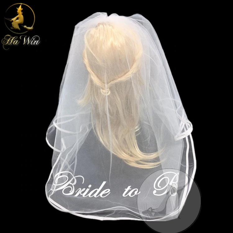 Promotional cheap Bride to be veil 100% Polyester double layer Bridal veil on sale