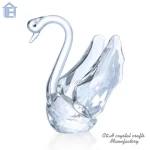 Pujiang factory Exquisite design clear crystal swan pair crystal animal souvenirs glass sculpture for wedding souvenir gifts