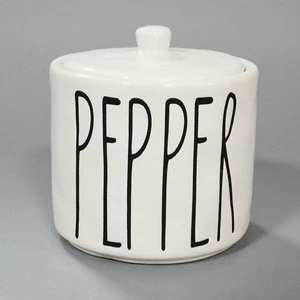 Rae dunn ceramic canister white ceramic salt and pepper shaker spice storage jar