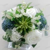 Real Touch Faux Green Leaves Rose Flower Mixed Silk Floral Arrangement Succulent Plants Artificial With Pot