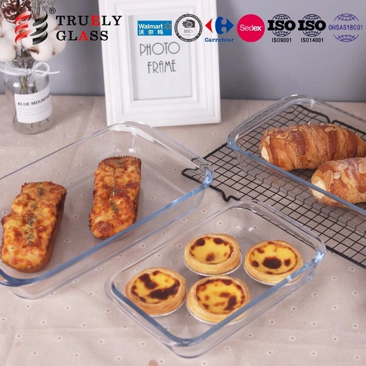 Rectangle High Borosilicate Glass Bakeware Baking Sheet microwave oven baking tray