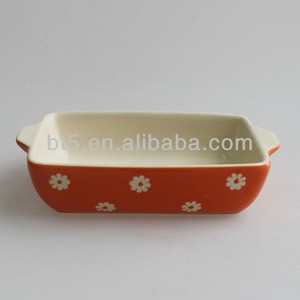 Rectangular Shape With Flower Design Mini Ceramic Bakeware