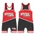 Import Red & black wrestling singlet with name and sponsors sublimation printed singlet from Pakistan