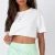 Import Relax 100% Cotton Solid White O-Neck Raw Cut Hem Drop Shoulder Women Crop Tee from China