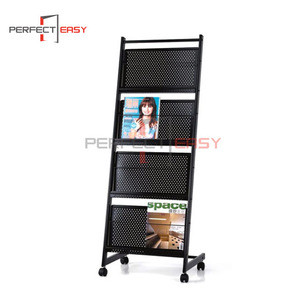 Buy Removable 4 Tiers Metal Floor Standing Magazine Rack With Wheels ...