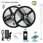 RGB LED Strip Kit, 10 m 16 Million Colours Controllable via App SMD 5050 LED Strips Compatible with Alexa Google Home IFTTT, IP