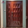 Rhomboid lattice design rivet decoration turkey modern house wooden doors custom exterior main door