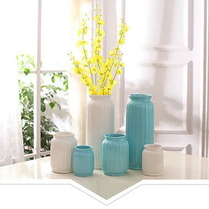 roma strip Frost Round Clay Pottery elegant Flower Vases  Ceramic Vase set for Home Decor Living Room Office and Place Settings