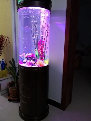 Round Aquarium cylindrical fish tank Acrylic Aquarium indoor artificial cylinder acrylic fish aquarium with base cabinet