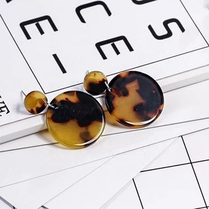 Round Cellulose Acetate Earrings Tortoise Colored Diy Jewelry Craft Supplies
