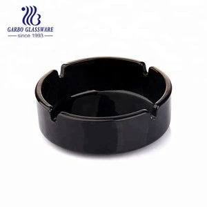 Round cheap black glass ashtray