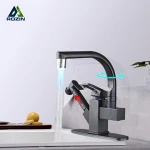 Rozin Matte Black Kitchen Faucet Led Pull Out Spout Kitchen Sink Mixer Tap with10inch Cover Stream Sprayer Head