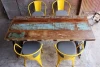 Rustic Dining Set Industrial Wind Wheel Dining Table Reclaimed Wood Top Chair With Cushion Cafe Bar Furniture