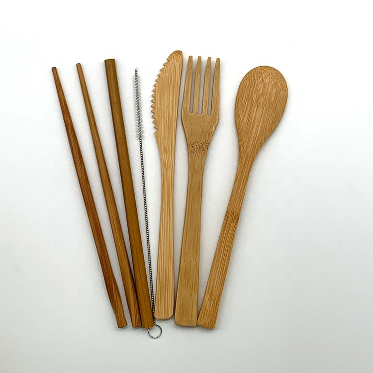 Sale of Reusable Bamboo Cutlery Travel Set With Bag Wooden Spoon Set