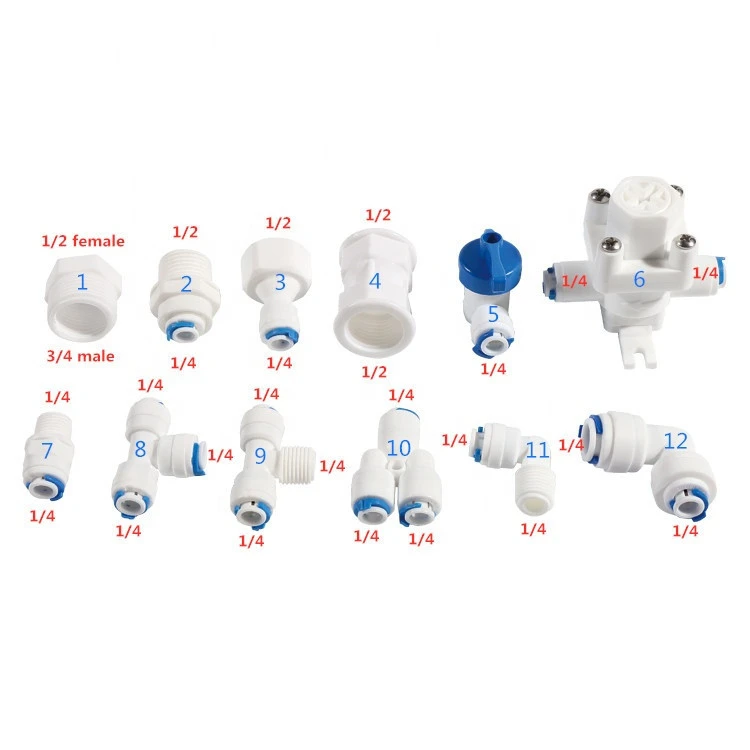 SEA RO Machine 1/4&quot; 1/2&#x27;&#x27; 3/8&#x27;&#x27; Quick Connection Pipe Fittings Plastic Water Dispenser Valve  Pipe Connector