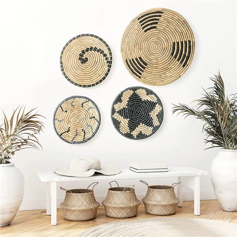 Seagrass Wall Basket Decor  Hand Woven SeaGrass Living Room Decoration Home Baskets Vintage Bedroom Decorations