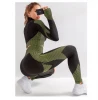 Seamless Patchwork Zippered Crop Top Long Sleeves High Waist Leggings High Quality Women Yoga Active Wear Sets