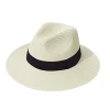 SH-0018 Women Wide Brim Straw Panama Roll up Hat Fedora Beach Sun Hat UPF50+