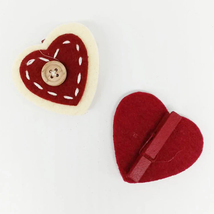 Shangyi Home decoration Valentine&#39;s day felt heart wooden clip