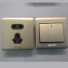 SHARE Quality Assured wood grain aluminium metal Panel 1 gang 2 way  Light Switch Push Button Wall Switch 250V 16A