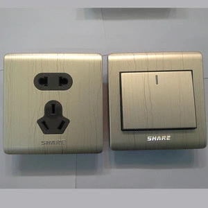 SHARE Quality Assured wood grain aluminium metal Panel 1 gang 2 way  Light Switch Push Button Wall Switch 250V 16A