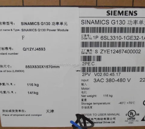Buy Siemens Sinamics G130 Power Module Ip20 3ac 380-480v 50/60hz 210a