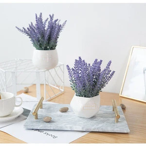 Simulation Lavender Artificial Plants Potted Ceramic Flower Pot Home Living Room Fake Flower Decoration