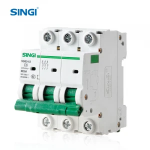 Singi  SG65-63 3P Hot sale  6ka Electrical 3Pole  MCB 63A AC Mini Circuit Breaker
