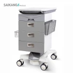 SKR-A02 Three Layers Plastic Steel Medical Trolley With Drawers