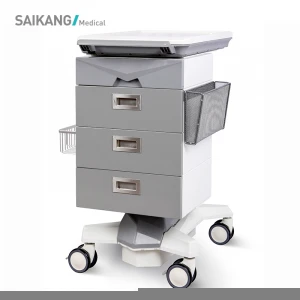 SKR-A02 Three Layers Plastic Steel Medical Trolley With Drawers