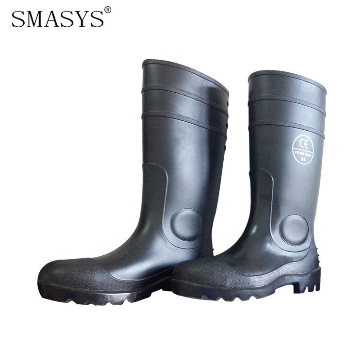 SMASYS Custom Logo High Quality Cheap Rain Shoes Labor PVC Waterproof Safety Rain Boots