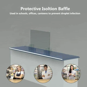 Sneeze Guard Acrylic Protective Freestanding Table Shield with Transaction Window for Offices and Stores Desk Shield