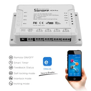 Sonoff 4CH Pro R2 Smart Switch 4 Channels 433MHz 2.4G Wifi Remote Control Smart automation modules 90-250V AC(50/60Hz)/5-24V DC