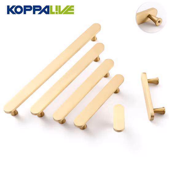 Koppalive Gold Plated Luxury Kitchen Cupboard Handles Copper Drawer Cabinet Pulls Brushed Solid Brass Handles