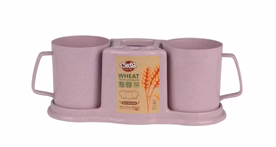 Import Rice Husk Plastic Storage Rack Set Bathroom Toothbrush Toothpaste Stand Organizer from China
