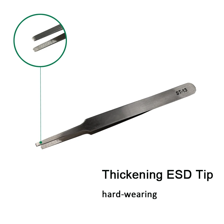 ST-13 Industrial High Precision Anti magnetic Stainless Steel Non Magnetic ESD Tweezers For Eyebrow EyelashExtension