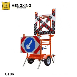 ST06 LED Solar Traffic High Visibility Warning Sign Mobile Display Trailer With Wheel