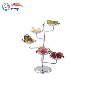 stainless steel fruit plate fruit tray with display rack for holding up bowls