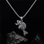 Stainless Steel Wholesale Simple Design Pendant Necklace Men Retro Fish Bone Jewelry Necklace