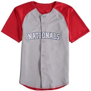 Stan Caleb Youth Washington Nationals Stitches Grey Red Double Play Button Down Baseball Jersey
