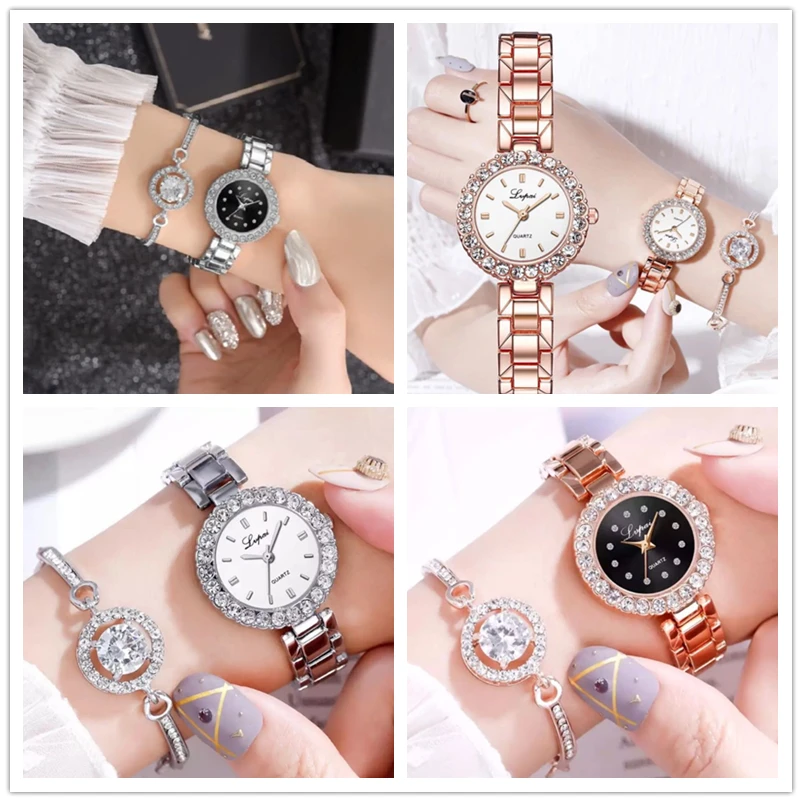 Student ladies wristwatch for woman fashion girls casual vintage bracelet watches set