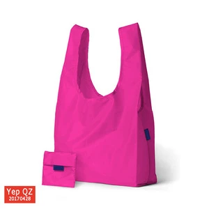 Stylish 2017 portable folding tote wholesale promotion nylon shopping bag