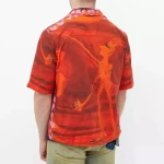 Summer custom gsm all over printing logo break collar button up street ready plus size men shirts