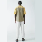 Summer hot products button up color block short sleeve mens shirts with pocket