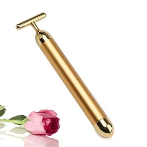 T-shaped homemade beauty &amp; personal care product instrument gold beauty bar 24K facial massager