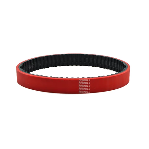 T10 630 rubber timing belt with red rubber coated