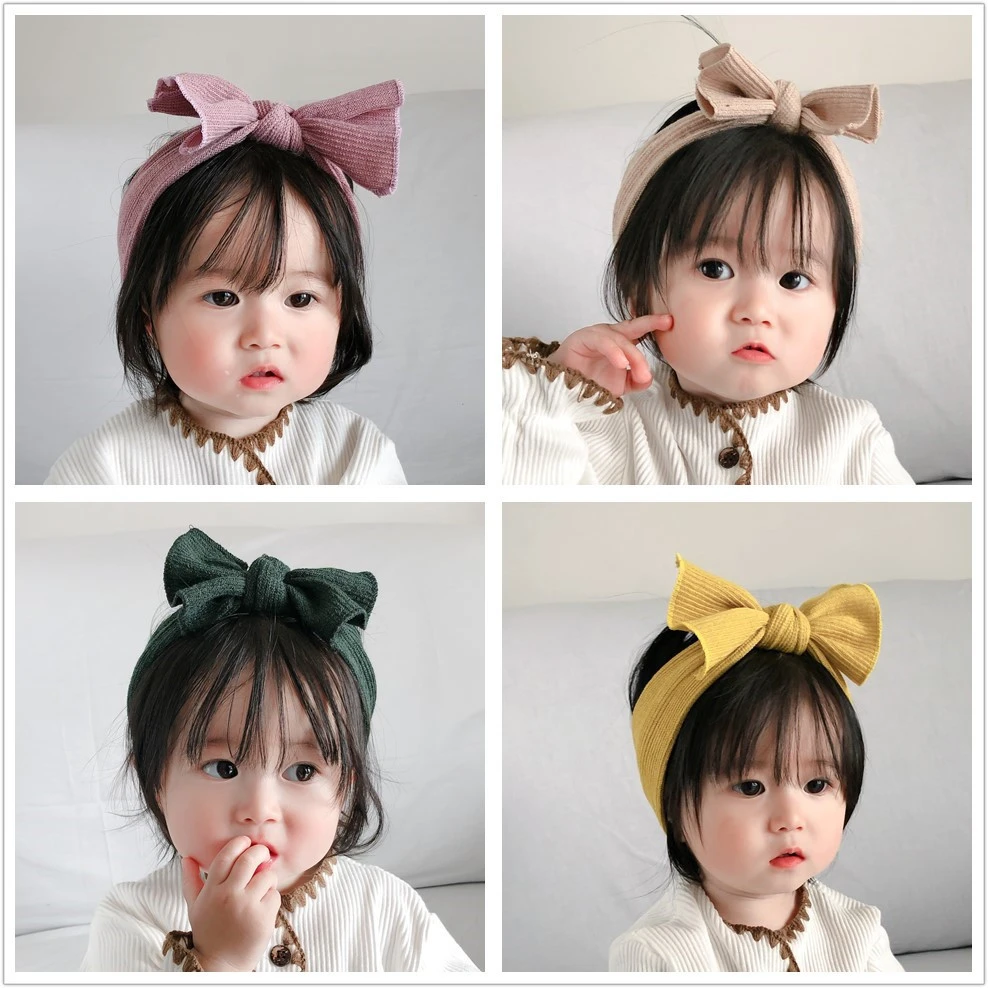 The new hot style selling jewelry 2021 hair pure color polyester baby hair band edge bow head manufacturer wholesale