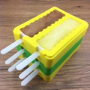 The new silicone Popsicle mold with cover creative color ice cream mold silicone ice box four color optional